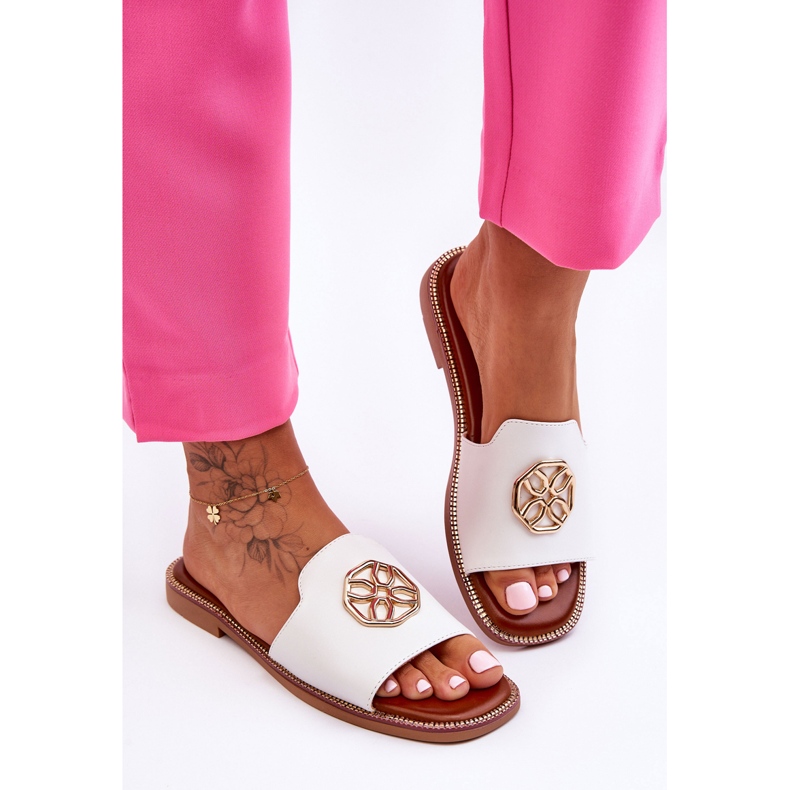 Pantuflas Clásicas Mujer Tacón Plano Blanco Larotte 1 Pantuflas Clásicas Mujer Tacón Plano Blanco Larotte 1