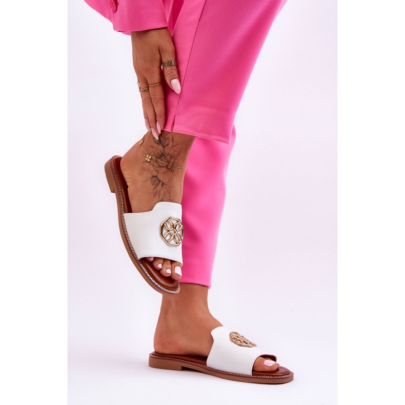 Pantuflas Clásicas Mujer Tacón Plano Blanco Larotte 2 Pantuflas Clásicas Mujer Tacón Plano Blanco Larotte 2