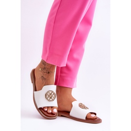 Pantuflas Clásicas Mujer Tacón Plano Blanco Larotte 4
