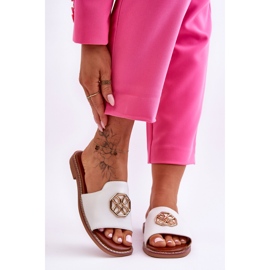 Pantuflas Clásicas Mujer Tacón Plano Blanco Larotte 5