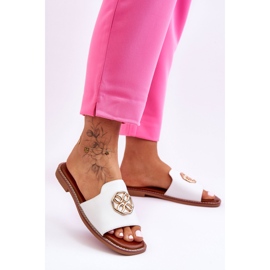 Pantuflas Clásicas Mujer Tacón Plano Blanco Larotte 6