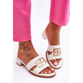 Pantuflas Elegantes De Mujer Con Adorno Atlantis Blanco 2