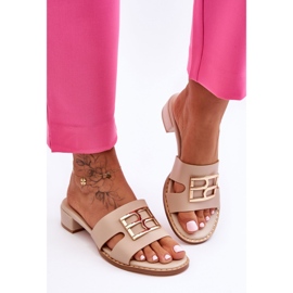 Pantuflas Elegantes De Mujer Con Adorno Atlantis Beige 1