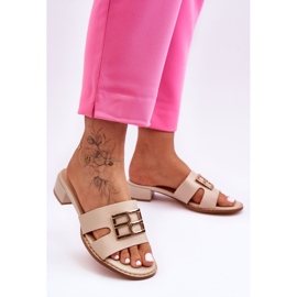 Pantuflas Elegantes De Mujer Con Adorno Atlantis Beige 6