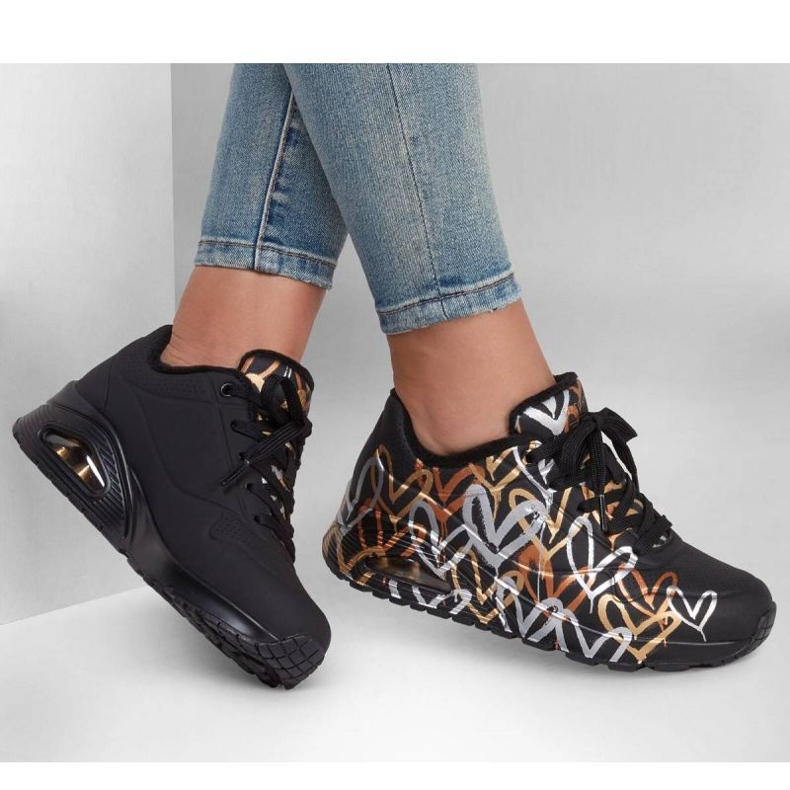 Zapatos Skechers Uno Metálico Amor W 155523/BKGD negro 1