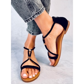 Sandalias Leehom de ante negro para mujer 2