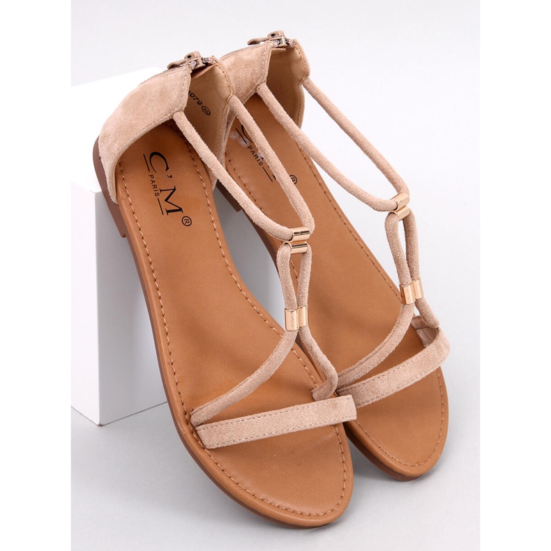 Sandalias de mujer Leehom Nude en ante beige 1