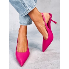 Zapatos De Tacón Abierto Donell Fucsia rosado 2