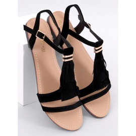 Corbin Black sandalias con flecos negro 1