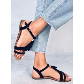 Corbin Black sandalias con flecos negro 3