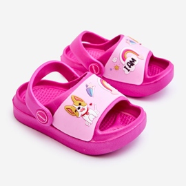 WJ1 Chanclas Infantiles Ligeras Con Motivo De Perro Fucsia Rico rosado 3