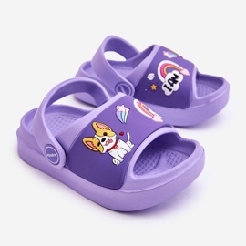 WJ1 Chanclas Infantiles Ligeras Con Motivo De Perro Violeta Rico 3