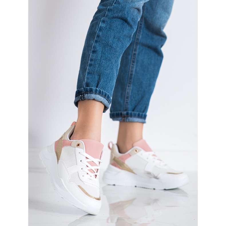 SHELOVET Zapatillas con estilo con malla blanco 1
