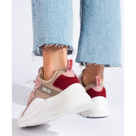 Zapatillas de mujer Big Star KK274055 beige blanco rosado 3