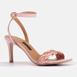 Marco Shoes Sandalias con tira trenzada rosado 1