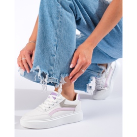 Cómodas zapatillas deportivas de mujer Shelovet blanco violeta rosado gris 2