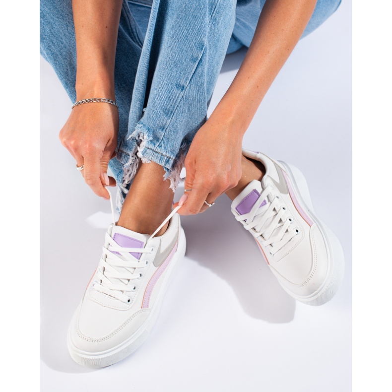 Cómodas zapatillas deportivas de mujer Shelovet blanco violeta rosado gris 1