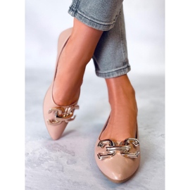 Bailarinas elegantes con hebilla de Simon Khaki beige 4