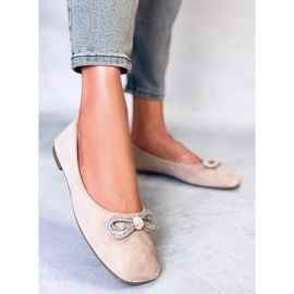 Bailarinas de ante con lazo de Serna Kaki beige 3