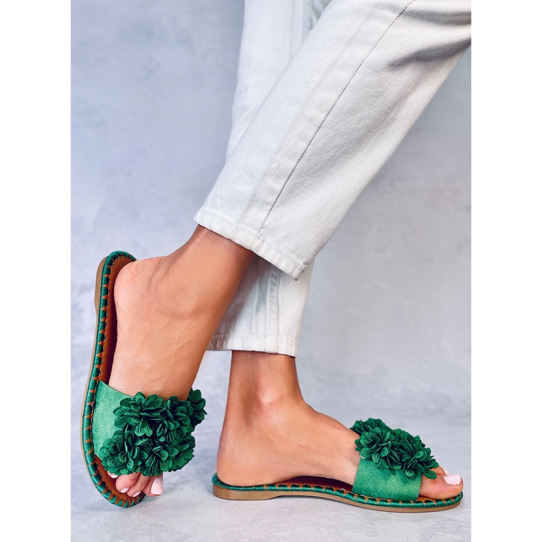 Pantuflas Prima Green flores verde 1 Pantuflas Prima Green flores verde 1