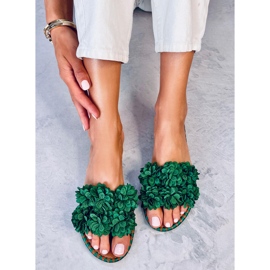 Pantuflas Prima Green flores verde 2