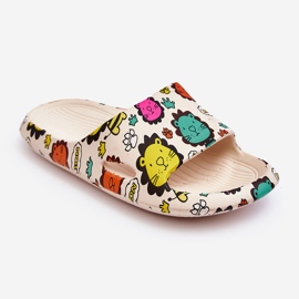 WJ1 Pantuflas Infantiles Espuma Ligera Motivo León Beige Esther 1