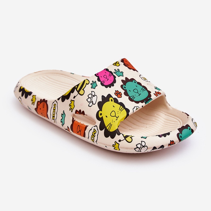 WJ1 Pantuflas Infantiles Espuma Ligera Motivo León Beige Esther 1