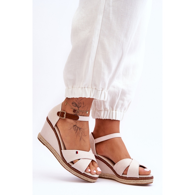 Sandalias Mujer Cuña Beige Claro Janet 2