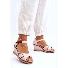 Sandalias Mujer Cuña Beige Claro Janet 4