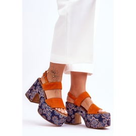 Maciejka Cuero Tacones Altos Sandalias 06089-18 Naranja 1