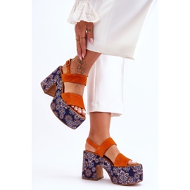 Maciejka Cuero Tacones Altos Sandalias 06089-18 Naranja 4
