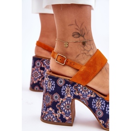 Maciejka Cuero Tacones Altos Sandalias 06089-18 Naranja 7
