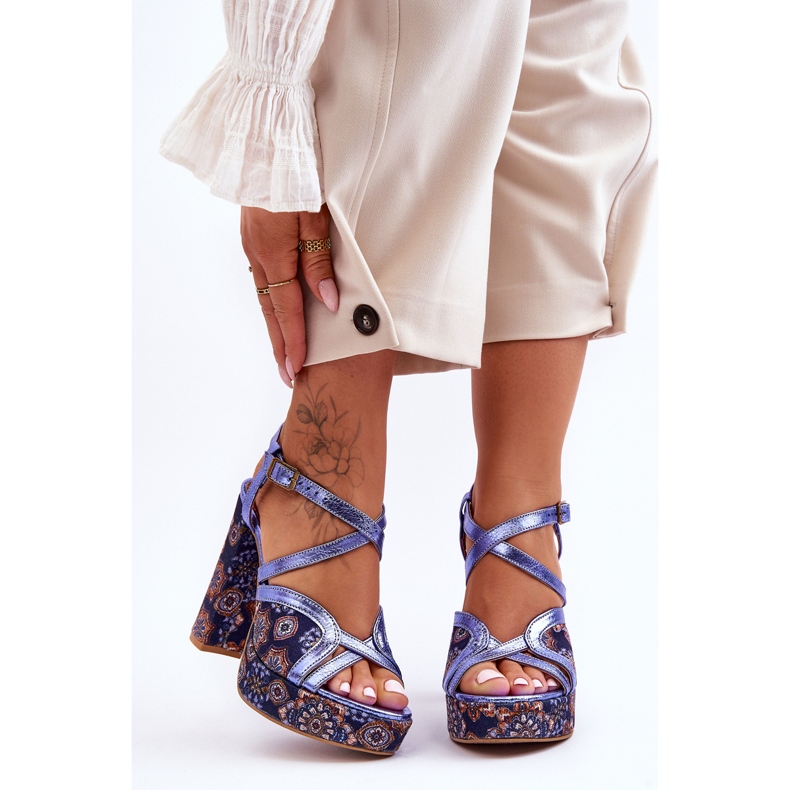 Sandalias Tacón Piel Maciejka 06084-17 Azul Marino 2