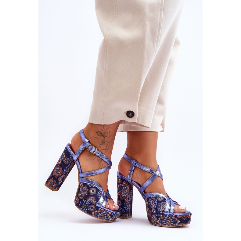 Sandalias Tacón Piel Maciejka 06084-17 Azul Marino 1