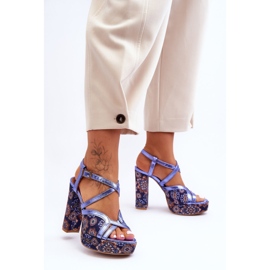 Sandalias Tacón Piel Maciejka 06084-17 Azul Marino 3