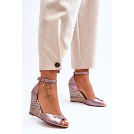 Sandalias Piel Cuña Laura Messi 2603/783 Plata 1