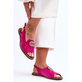 Sandalias Planas Ante Con Adorno Nicole 2744/067 Fucsia rosado 5