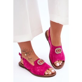Sandalias Planas Ante Con Adorno Nicole 2744/067 Fucsia rosado 3