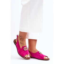 Sandalias Planas Ante Con Adorno Nicole 2744/067 Fucsia rosado 6