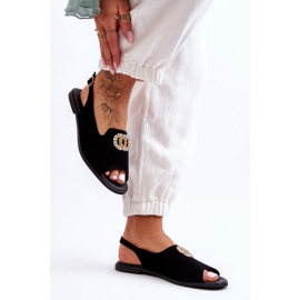 Sandalias Planas Ante Con Adorno Nicole 2744/002 Negro 5