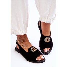 Sandalias Planas Ante Con Adorno Nicole 2744/002 Negro 4