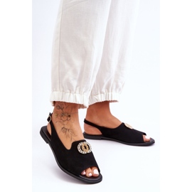 Sandalias Planas Ante Con Adorno Nicole 2744/002 Negro 3