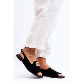 Sandalias Planas Ante Con Adorno Nicole 2744/002 Negro 7