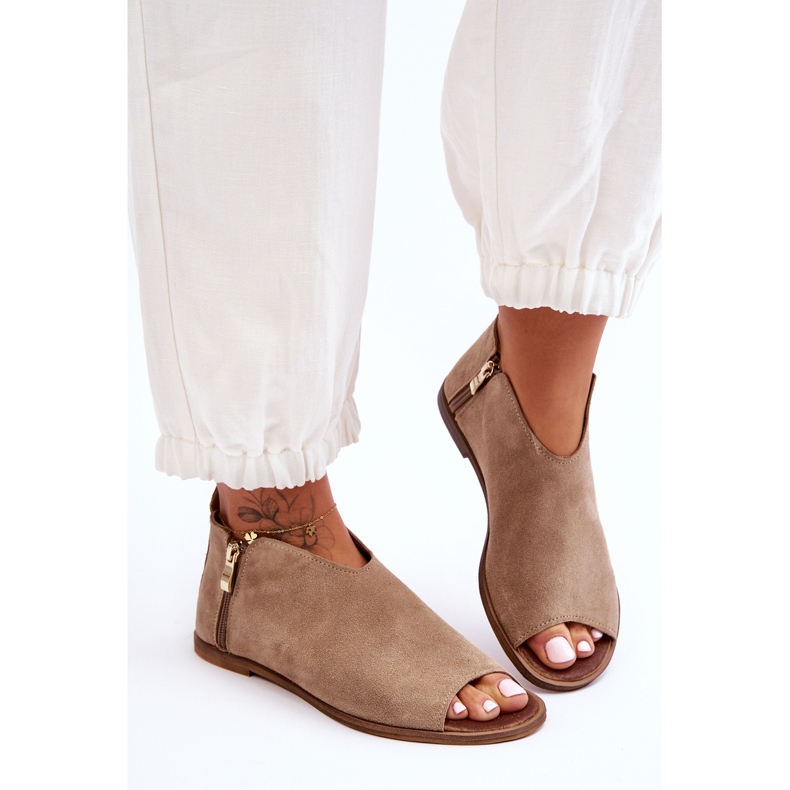 Sandalias Botas Ante Bajas Nicole 2799/023 Beige 1