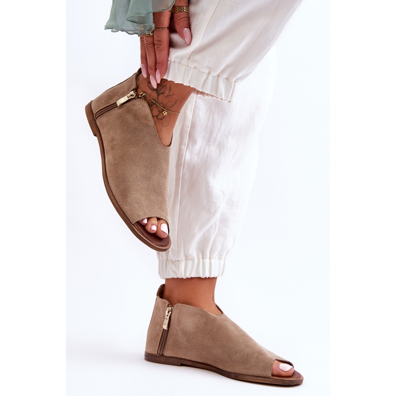 Sandalias Botas Ante Bajas Nicole 2799/023 Beige 2