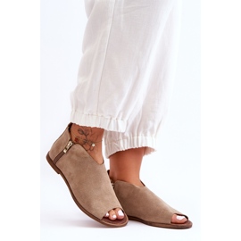 Sandalias Botas Ante Bajas Nicole 2799/023 Beige 4