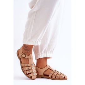 Sandalias Mujer Planas Con Circonitas Beige Ascot 2