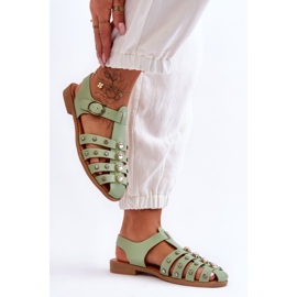 Sandalias Mujer Planas Con Circonitas Verde Ascot 2 Sandalias Mujer Planas Con Circonitas Verde Ascot 2