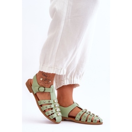 Sandalias Mujer Planas Con Circonitas Verde Ascot 4