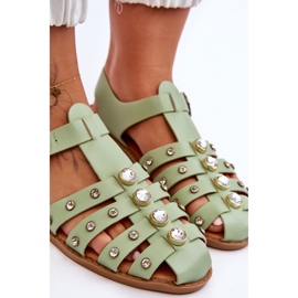 Sandalias Mujer Planas Con Circonitas Verde Ascot 3